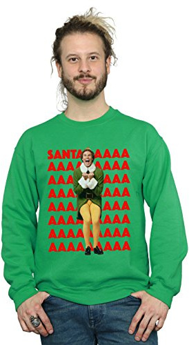 Elf Men's Buddy Santa Scream Sweatshirt X-Large Irish Green