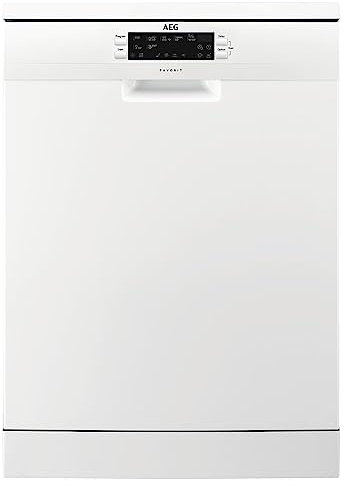AEG FFE63700PW Freestanding Dishwasher with Airdry Technology, 15 place settings, 7 Programmes, 48 dB Noise Level, 60 cm, Protection For Delicate Glasses, White [Energy Class D]