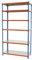 Simon Rack Simonclick Metallregal, 2500 x 800 x 400 mm, 6 Höhen, Metall-Tablett, 180 kg Flexpunkt, Lagerregal, Blau/Orange/Galva