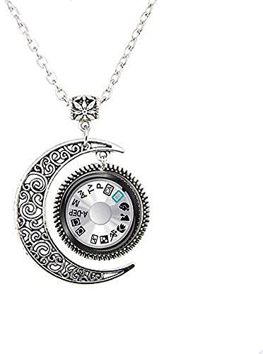 Collana con ciondolo a forma di luna, con quadrante della fotocamera, regalo personalizzato