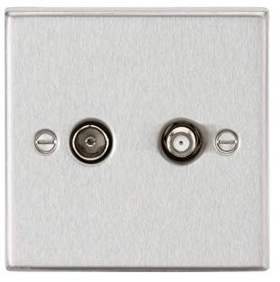 TV & SAT TV Outlet (isolated) - Square Edge Brushed Chrome
