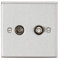 TV & SAT TV Outlet (isolated) - Square Edge Brushed Chrome