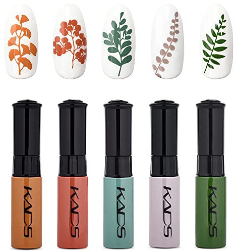 KADS Set mit 5 Stempellacken, Nagellack für Nagelstempel, Nailart-Lack (01)
