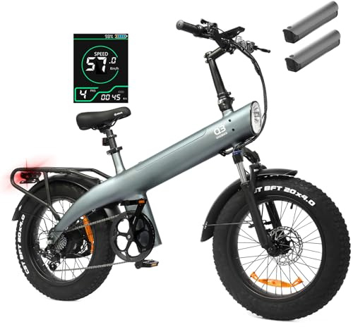 HX Q3 Vélo électrique pour Adultes,20''x4'' Fat E Bike,Moteur 115Nm et 48V 20Ah Batterie Amovible Jusqu’à 100KM,Suspension Intégrale & Freins Hydrauliques,7 Vitesses Ebike avec Écran LCD