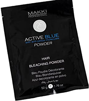 Makki Active Blue Hair Bleach Bleichpulver mit ANTI-GELB-Molekülen, 50 g, kraftvolle Aufhellung der Haare um bis zu 5 Stufen