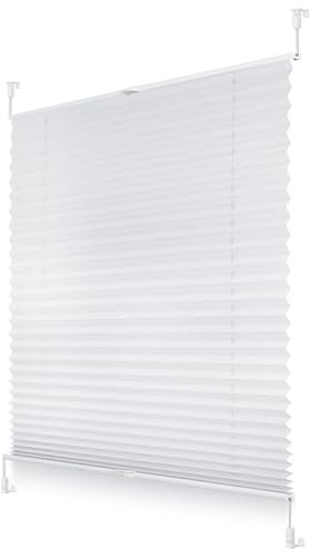 ROOMY Plissee Klemmfix, verspannt, Blickdicht, Sichtschutz Sonnenschutz Jalousie Weiß, 95 cm x 130 cm (B x L)