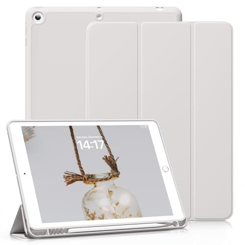 ZOYU Case for iPad 6th Generation 2018 / 5th Gen 2017 9.7 Inch with Pencil Holder, Slim Lightweight Smart Trifold Stand Protective Cover, TPU Soft Silicone Magnetic Auto Sleep/Wake, Grey