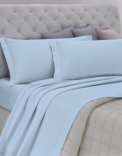 GEMITEX Completo Letto Made in Italy FLANELLA in 100% Cotone, Matrimoniale, Linea Enjoy, TINTA UNITA AZZURRO, con TRATTAMENTO ANTIPILLING, INVERNALE, CALDO E RISPARMI SUL RISCALDAMENTO !
