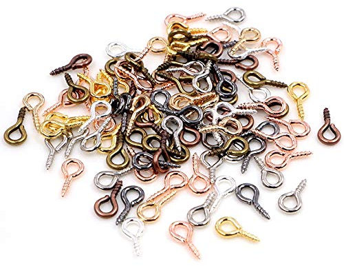 BGTR Vis 200pcs / Lot Vis Petit Minuscule Mini Eye Pins Clous Crochets Oeillets filetés 8 Couleurs fermoirs Crochets Bricolage Bijoux Fabrication des Accessoires Vis (Color : Mix, Taille : 5.5x12 mm)