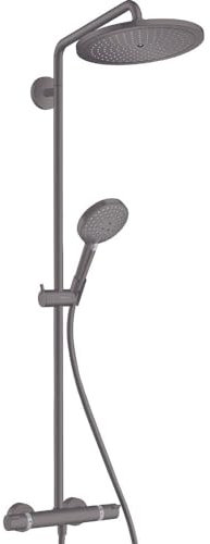 hansgrohe Croma Select S Showerpipe 280 Water-Saving Shower System (Shower Head, Shower Rail, Thermostat, Hose, 3 Jet Types) Brushed Black Chrome