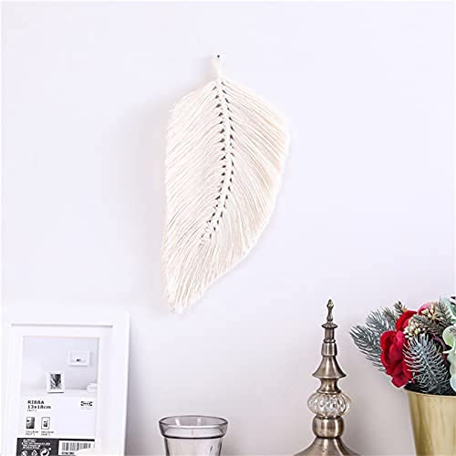 RAILONCH 2 Stück Makramee Wandbehang Boho Deko, Blatt Wandteppich Gewebte Tapisserie, Tapestry Wandteppiche für Schlafzimmer Wohnzimmer Dekoration (Weiß)