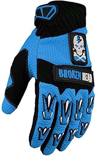 Broken Head MX-Handschuhe Faustschlag - Motorrad-Handschuhe Für Motocross, Enduro, Mountainbike - Hell-Blau (XS)