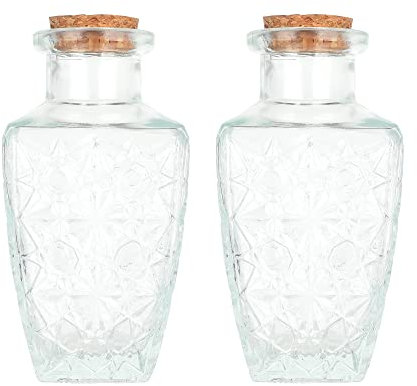 Magic Season Lot de 2 bouteilles décoratives en verre avec bouchon en liège 230 ml