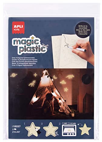 APLI Kids APLI 18227 Magischer Kunststoff Glow in the Dark, leuchtet im Dunkeln, Maße A4, 3 Blatt (18227), Leuchtend