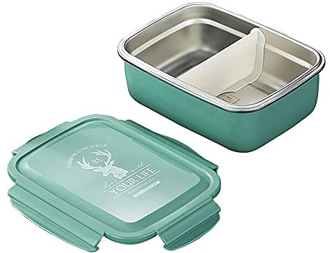 liujuan Fiambreras de acero inoxidable con compartimento | Juego de cubiertos Bento Boxes | para niños, hombres, mujeres, adultos, escuelas, oficina, apto para microondas y lavavajillas