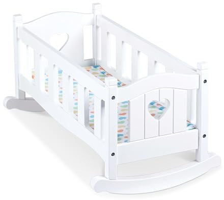 Melissa & Doug Mine to Love Wooden Play Cradle for Dolls, Stuffed Animals - White (10.2”H x 18.8”W x 20.7”L Assembled)