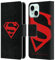Head Case Designs Officially Licensed Superman DC Comics Black And Red Logos Leather Wallet Case Compatible With Apple iPhone 13 Mini