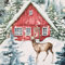 Aussergewöhnlicher Weihnachtsstoff Preis je Meter Meterware Wald Rehe Haus Winterlandschaft Aquarell Weihnachten Dekostoff Vorhangstoff