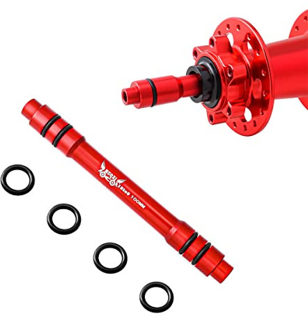 MUQZI Fahrrad QR Adapter 12 auf 9 mm Vorderradnabe Adapter 100 mm Steckachsnabe Schnellspanner für Mountain Road Bike, rot