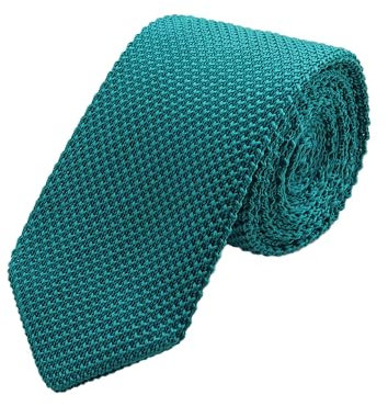 WANYING Herren 7cm Schmale Strickkrawatte 2,75 Zoll Gestrickte Narrow Krawatte Retro Sporty Casual Büro Basic für Gentleman - Einfarbig Dunkel Türkis-blau