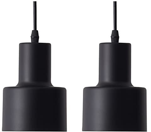 Kaj Hejmo 1-flammige bunte Mini-Pendelleuchte Moderne Beleuchtung, minimalistische Deckenhängelampe für Kücheninsel, Esszimmer, Wohnzimmer, Schlafzimmer, Kaffee oder Geschäft (Set of 2, Black)