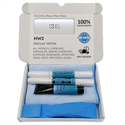 Genuine Colors Lackstift Deluxe White HW2 für KIA Weiß Cherokee Wrangler Grand Compass Renegade SPORTAGE CEED CEE'D PRO XCEED