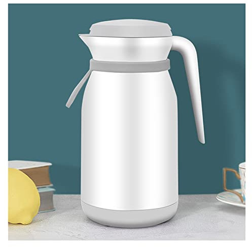 MESURG Insulated Vacuum Jug Coffee Tea Pot,Double Wall Vacuum Insulated Thermal Flask Hot Water Bottle,Vacuum Insulated Coffee Pitcher Thermal Pot,12 Hour Heat Retention (Color : White, Size : 1.3L)
