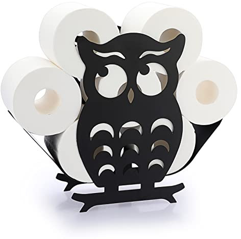 IGNPION Support de Rouleau de Papier Toilette Porte-Papier en métal Stockage de Papier en Forme de Hibou pour Salle de Bain (Noir)