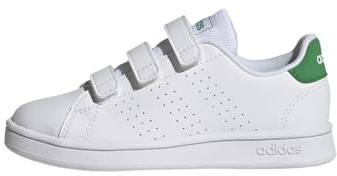 adidas Unisex Kids Advantage Court Lifestyle Hook-and-Loop Shoes, Cloud White / Green / Core Black, 13.5 UK Child