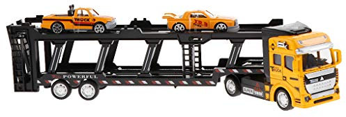 perfk Reibungsbetriebener Transport Autotransporter LKW Spielzeug Zum Zurückziehen von Kleinkindern für Und Mädchen, Gelb