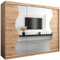 KRYSPOL Schwebetürenschrank Madryt 250 cm mit Spiegel Kleiderschrank mit Kleiderstange und Einlegeboden Schlafzimmer- Wohnzimmerschrank Schiebetüren Modern Design (Artisan Eiche)