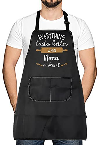LEVLO Best Mother Father Baking Cooking Gifts Everything Tastes Better When Mimi/Nana/Nonna/Gigi Makes It Schürzen, Nana, Einheitsgröße