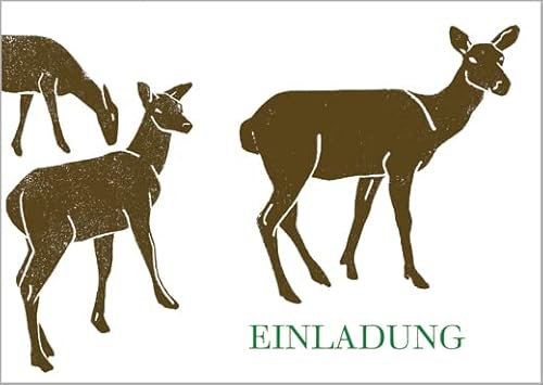 Unbekannt Im 5er Set: Einladungskarte mit Rehen zur Jagd, zum Wildessen oder zum Wald Spaziergang