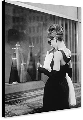 Audrey Hepburn Window Shopping Frühstück bei Tiffany's eingewickelt, gerahmt, Wandbild auf Leinwand (A1 81 cm x 61 cm)