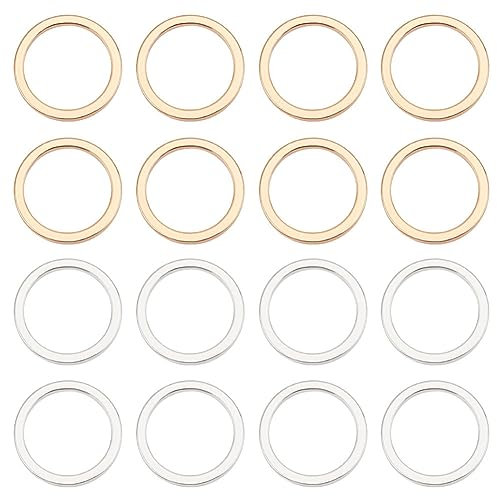 BENECREAT 40 Stück Echtem 18K Vergoldetem Verbindungsring Und Platiniertem Messing, Zweifarbiger Ring-Anhänger-Gliederring Für DIY-Halskette, Armband, Ohrringe, ID: 7mm
