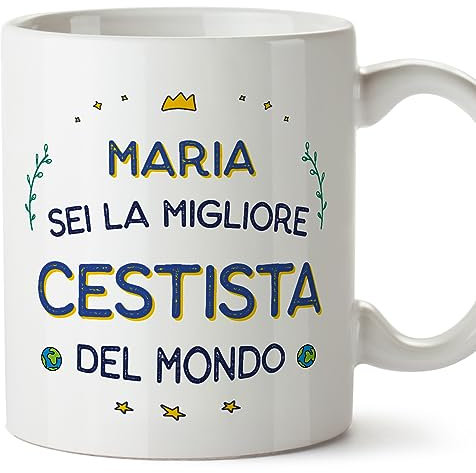 MUGFFINS Tazas Personalizadas para JUGADORA DE BALONCESTO mujer - En Italiano - Migliore del Mondo - 11 oz / 330 ml - Regalo Personalizable original y divertido