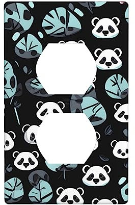 Cubierta de pared con cara de panda en blanco y negro, placa de pared decorativa, tamaño estándar de 4.5 x 2.76 pulgadas, ideal para zonas residenciales y comerciales.