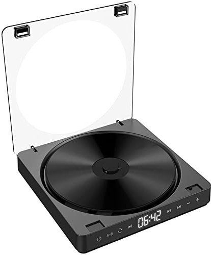 Lecteur CD Portable, Lecteur CD Compact Personnel avec Casque, avec Double Prise Casque, Bouton Tactile, Lecteur CD Rechargeable pour Voiture et Usage Personnel