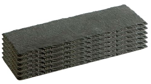 Acan Tradineur - Pack de 6 Platos de Pizarra Rectangular, Bandeja para hosteleria, Servicio y degustación, Canto rústico, Tabla de Piedra Natural para Servir Aperitivos - 30 x 10 cm