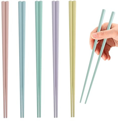 5 Pairs Di Bacchette Multicolori,Bacchette Cinesi Bacchette Riutilizzabili Chopsticks Giapponesi 24cm/9.7in Bacchette In Fibra Di Vetro-Antiscivolo-Per La Cucina Asiatica (Type A)