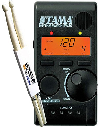 Tama Rhythm Watch Mini RW30 Drummer-Metronom + keepdrum Drumsticks 1 Paar