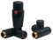 EcoSpa Dual Fuel Round TRV Radiator Valves for Elements - Corner - Black (Pair)