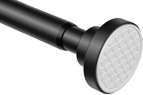 Zipglo 1 Stück Duschvorhangstange, 110-190cm, Teleskopstange, Federvorhangstange, Rutschfeste Spannstangen, Ohne Bohren, Verstellbare Spannstangen für Vorhänge, Fenster, Schrank, Küche,Schwarz