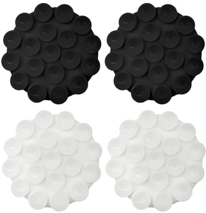 OAAO 4-Piece Silicone Suction Cup Phone Holder, Compatible with All Mobile Phone Models, Window Mount, Black & White