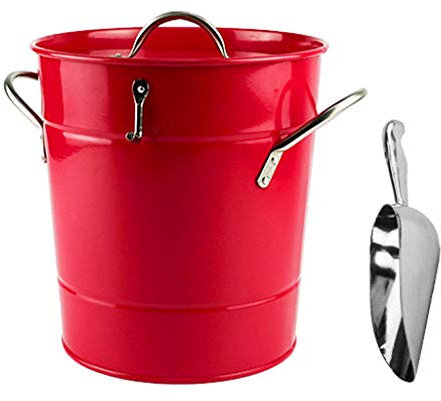 Eiskübel Doppelwandiger Eiskübel aus Metall mit Deckel und Schaufel, Bar, Zuhause, Outdoor, Champagnerfass, Weinfass, 3 Farben Hält eiskalt und trocken (Color : Red)