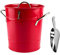 Eiskübel Doppelwandiger Eiskübel aus Metall mit Deckel und Schaufel, Bar, Zuhause, Outdoor, Champagnerfass, Weinfass, 3 Farben Hält eiskalt und trocken (Color : Red)