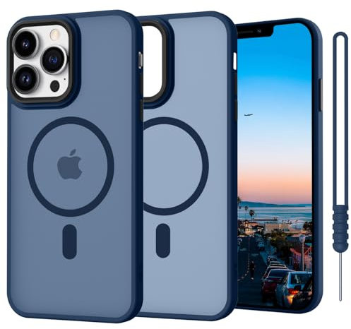 iPhone 12 Hülle iPhone 12 Pro Hülle Magnetisch, Hanyhülle iPhone 12/12 Pro mit MagSafe Matte Clear Leicht Dünn Rutschfest Anti-Gelb Kratzfest Schutz Stoßfeste Hülle iPhone 12/12 Pro 6.1'' Dunkel Blau