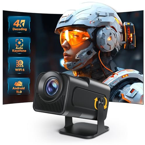 Smart Mini Projektor XGODY Gimbal5 Android 11 Full HD Projektor Native 1080P 4K Unterstützung 5G WiFi6 Bluetooth 5.0 Heimfilmprojektor Elektrischer Fokus Auto Keystone 180 Rotierend Pechschwarz
