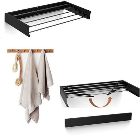 Cozility Wand Wäschetrockner – ausziehbar, für drinnen & draußen. Einfache Wäscheständer wandmontage, platzsparend 25 kg Tragkraft, 6 m Wäscheleine. 100 cm, Anthrazit. Stilvoll, kompakt, effizient!