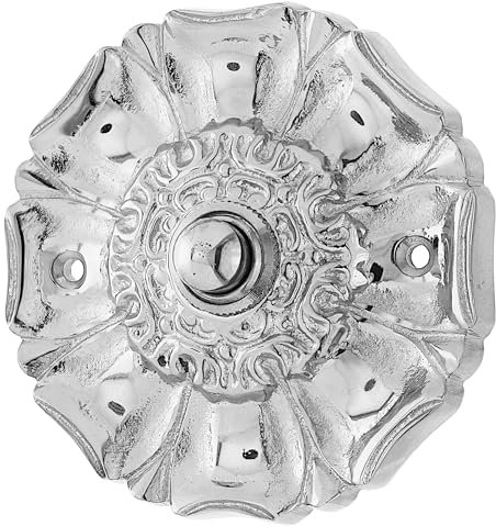 Ventano antike Türklingel Klingelplatte Klingelblech Messing vernickelt hochlganzpoliert silber historisch | Jugendstil handgemacht nach histosischen Vorlagen